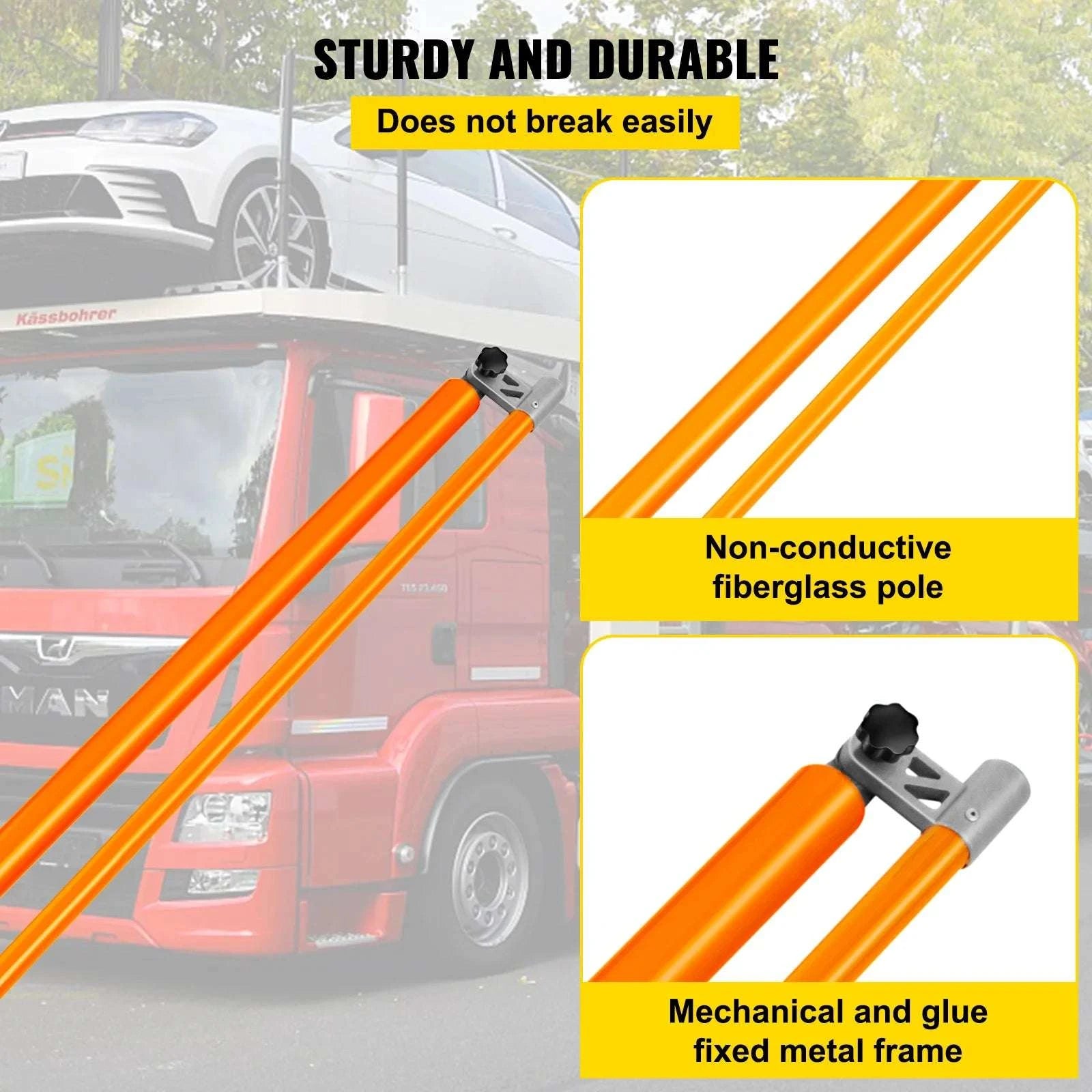 Truck Load Height Measuring Stick 15–20 ft Adjustable Fiberglass Pole-15ft / United States