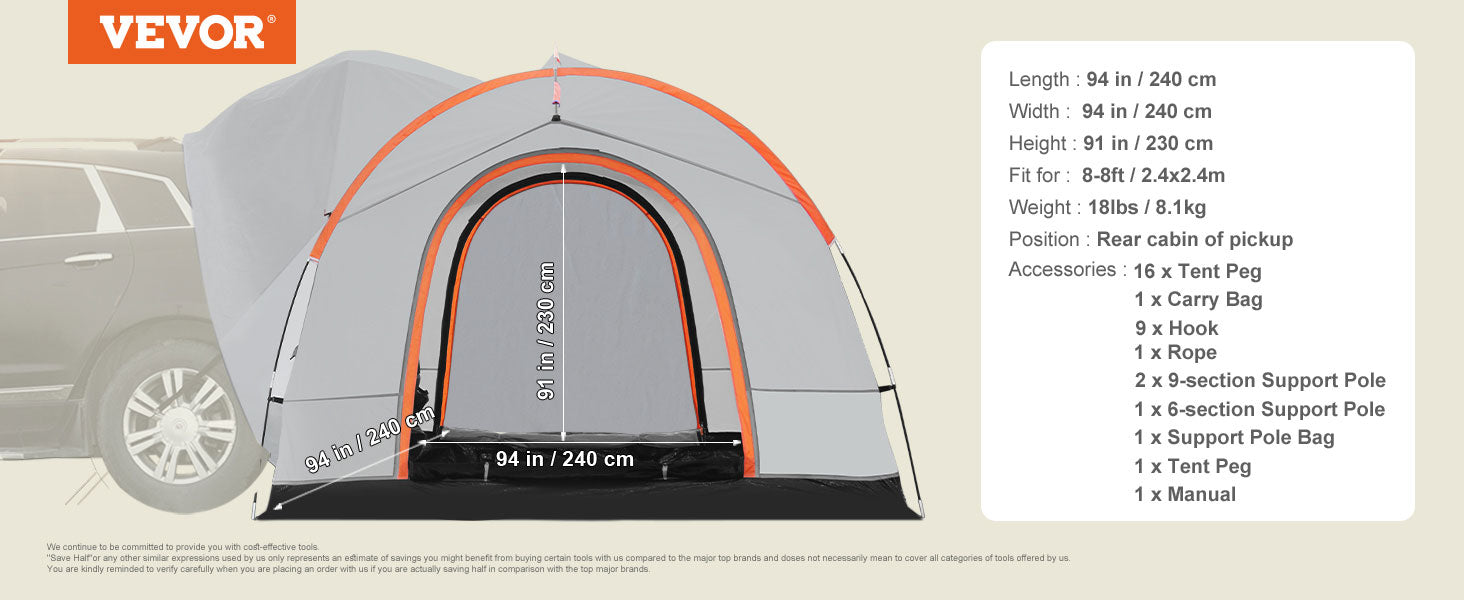 SUV Camping Tent Attachment for Rear Hatch