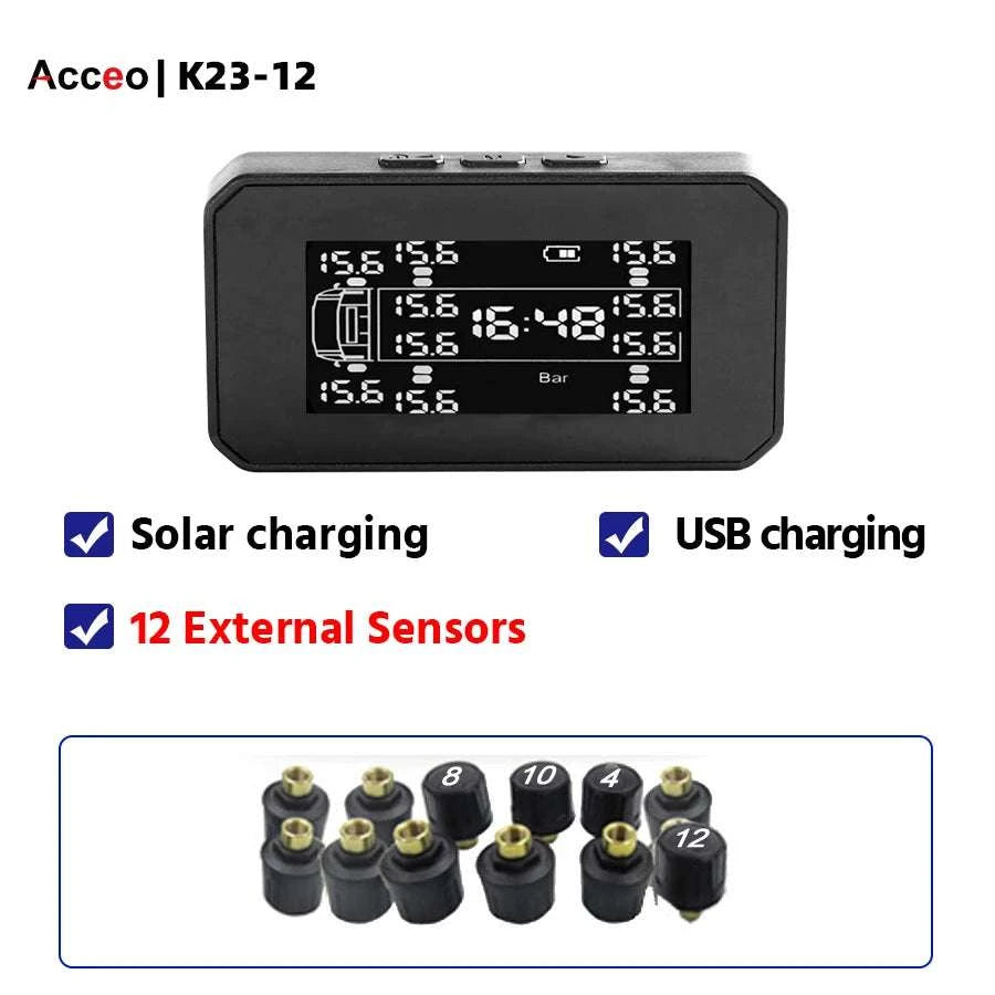 Truck Tire Pressure Monitoring System with LCD & External Sensors-TPMS-K23 / 12 Sensor-K23