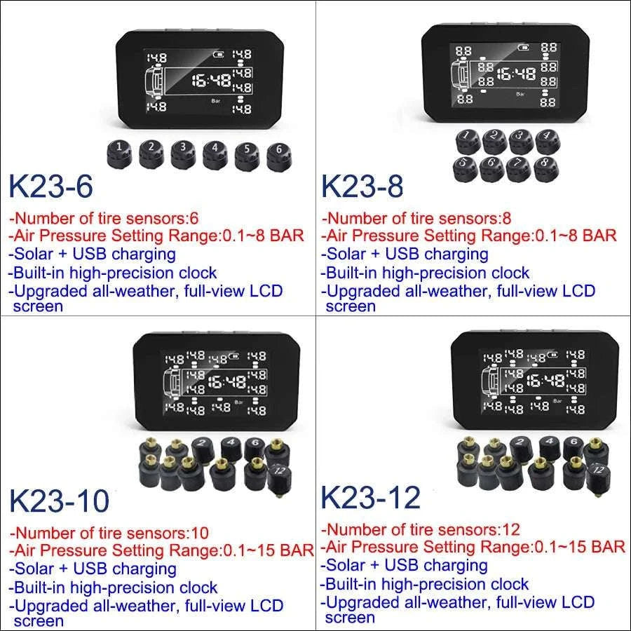 Truck Tire Pressure Monitoring System with LCD & External Sensors-TPMS-K23 / 12 Sensor-K23