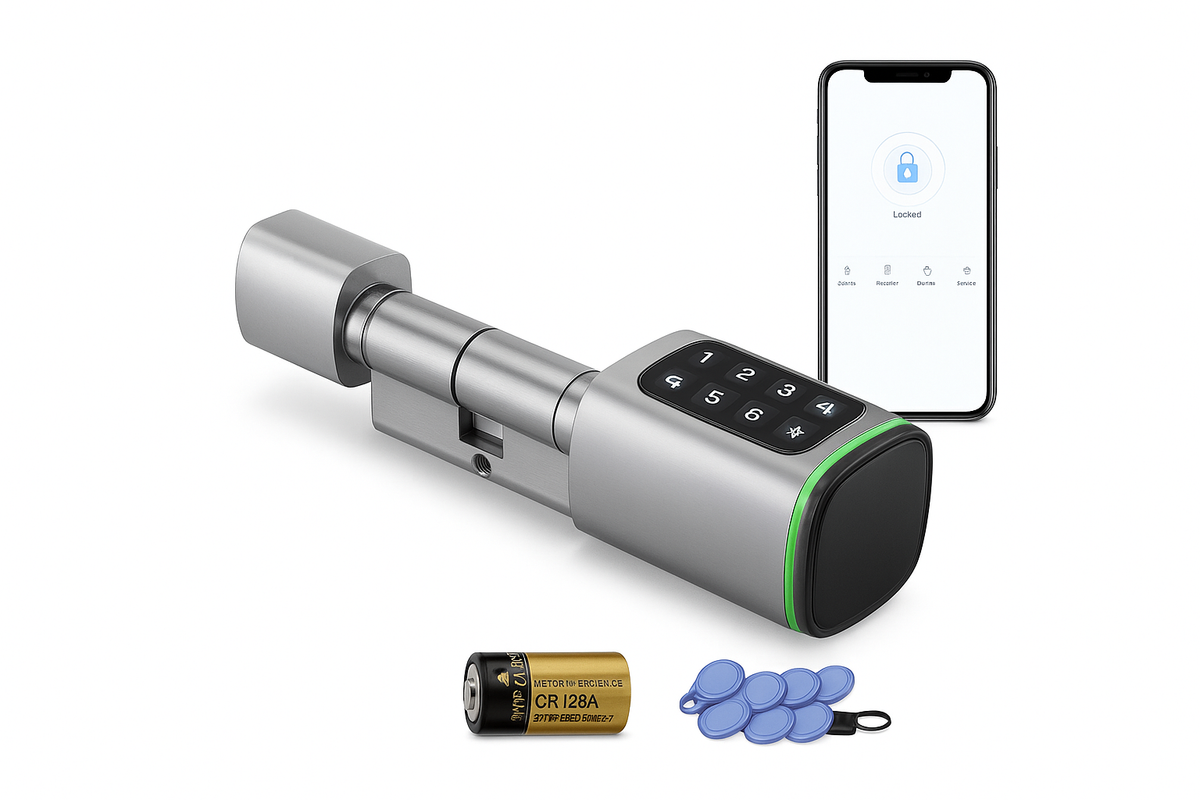TTLock App Kontroll Lösenord RFID-Kort Euro Cylinder Dörrlås Smart Lås Digital Nyckellös Uppgr Unlock Alexa (Inget fingeravtryck)