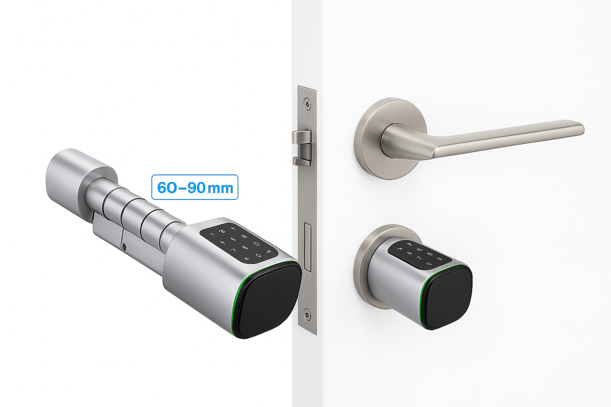 TTlock APP-kontroll Smart Lås, Elektroniskt lösenordslås, Justerbar längd Smart lås, Elektroniskt lås med RFID-kort applikation, Bluetooth, 60-90 mm Silver, Enkel tillgång för närstående och gäster