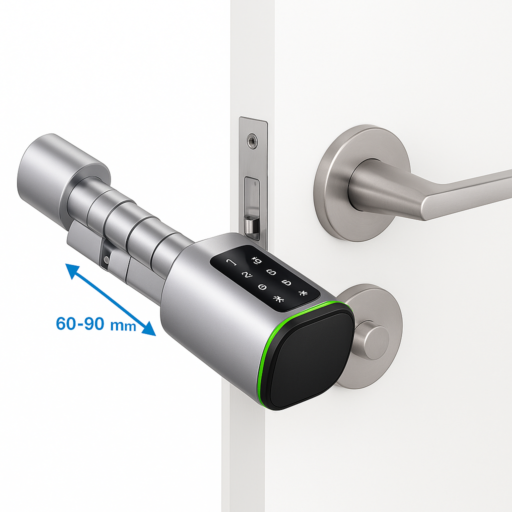 TTlock APP Kontrolna Inteligentny Zamek, Elektroniczny Zamek z Hasłem, Regulowana Długość Inteligentnego Zamka, Elektroniczny Zamek z Zastosowaniem Karty RFID, Bluetooth, Srebrny 60-90mm, Prosty Dostęp dla Bliskich i Gości