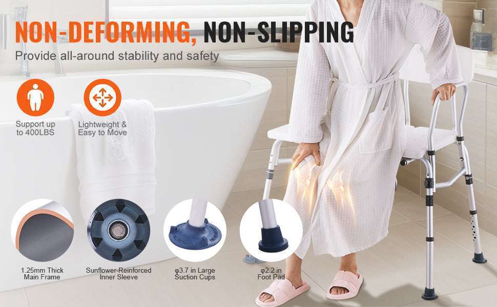 Tub Transfer Bench with Backrest & Armrest, Adjustable Non-Slip Shower Seat-FBL630239 / france