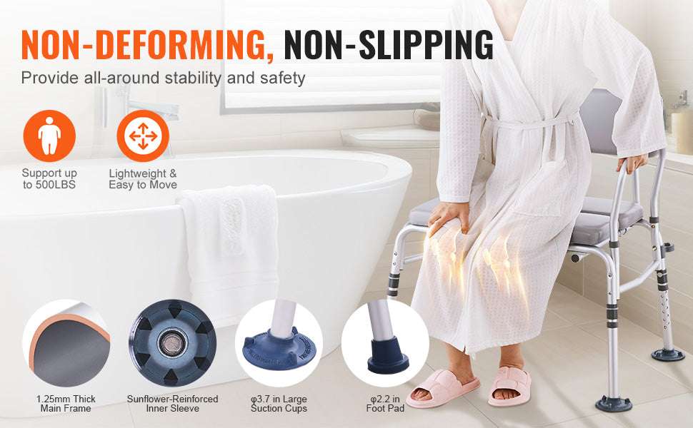 Tub Transfer Bench with Backrest & Armrest, Adjustable Non-Slip Shower Seat-FBL630239 / france