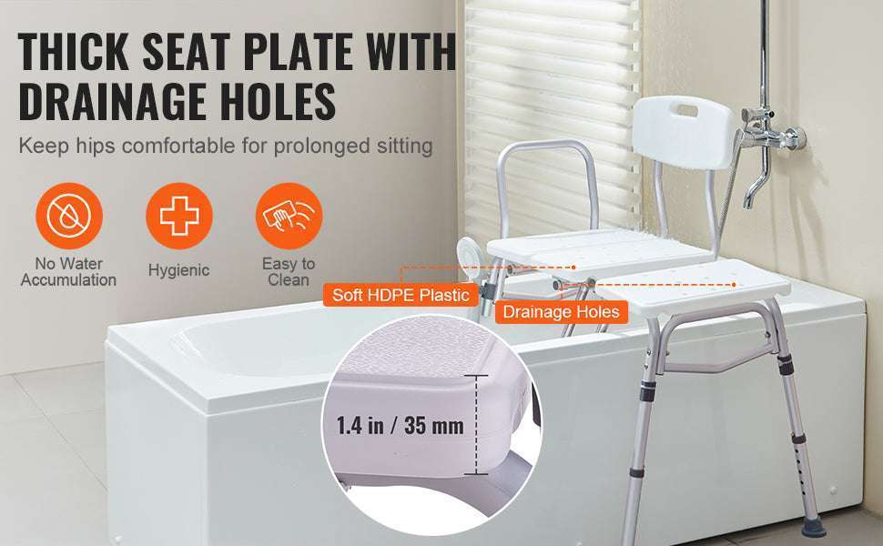 Tub Transfer Bench with Backrest & Armrest, Adjustable Non-Slip Shower Seat-FBL630239 / france