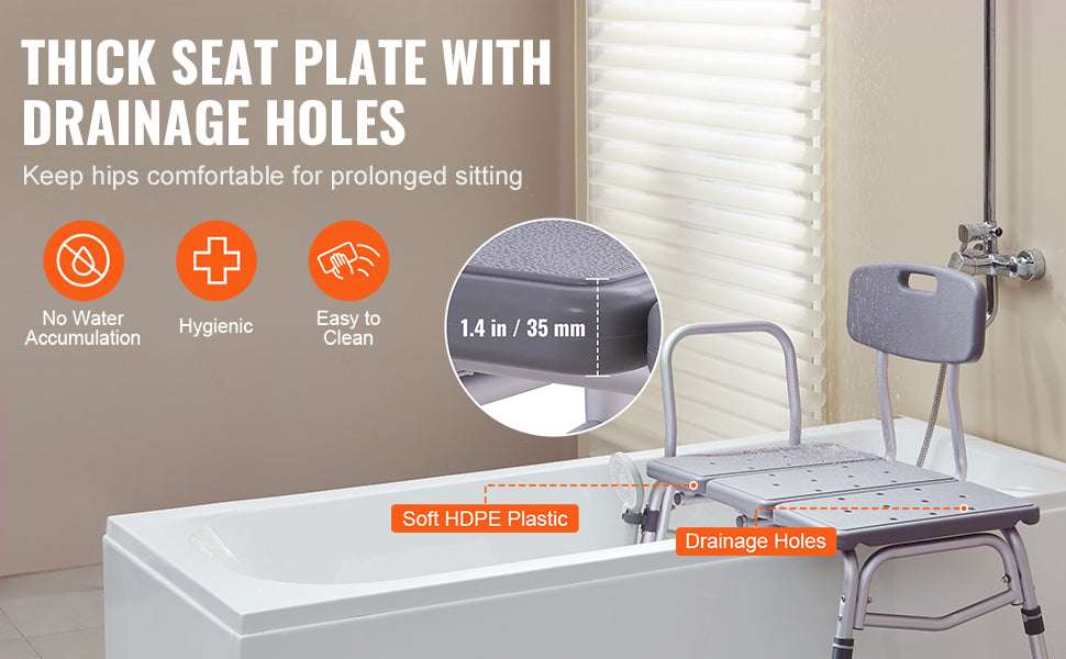 Tub Transfer Bench with Backrest & Armrest, Adjustable Non-Slip Shower Seat-FBL630239 / france
