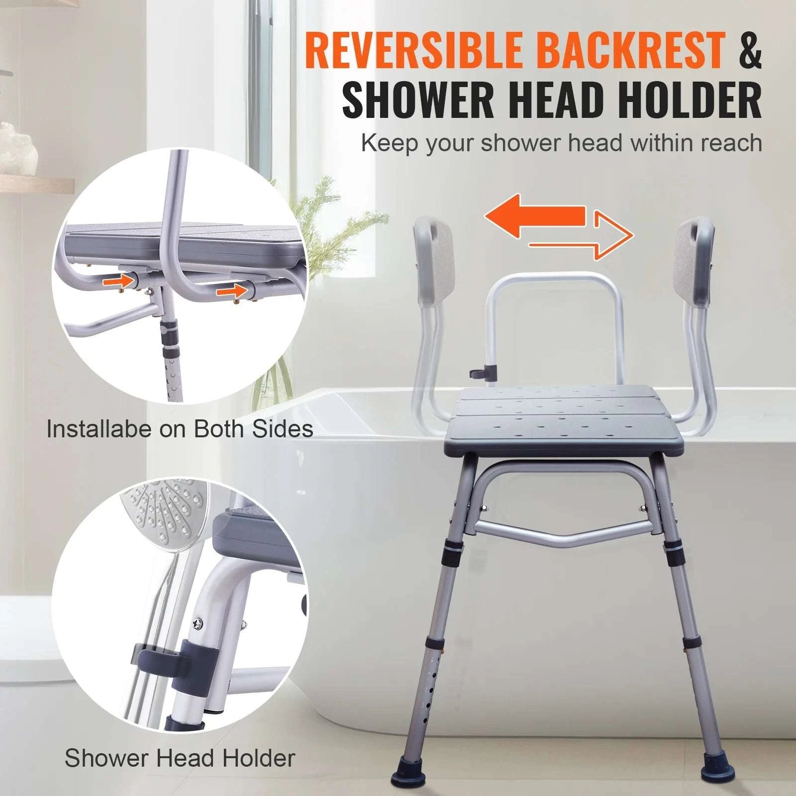 Tub Transfer Bench with Backrest & Armrest, Adjustable Non-Slip Shower Seat-FBL630239 / france