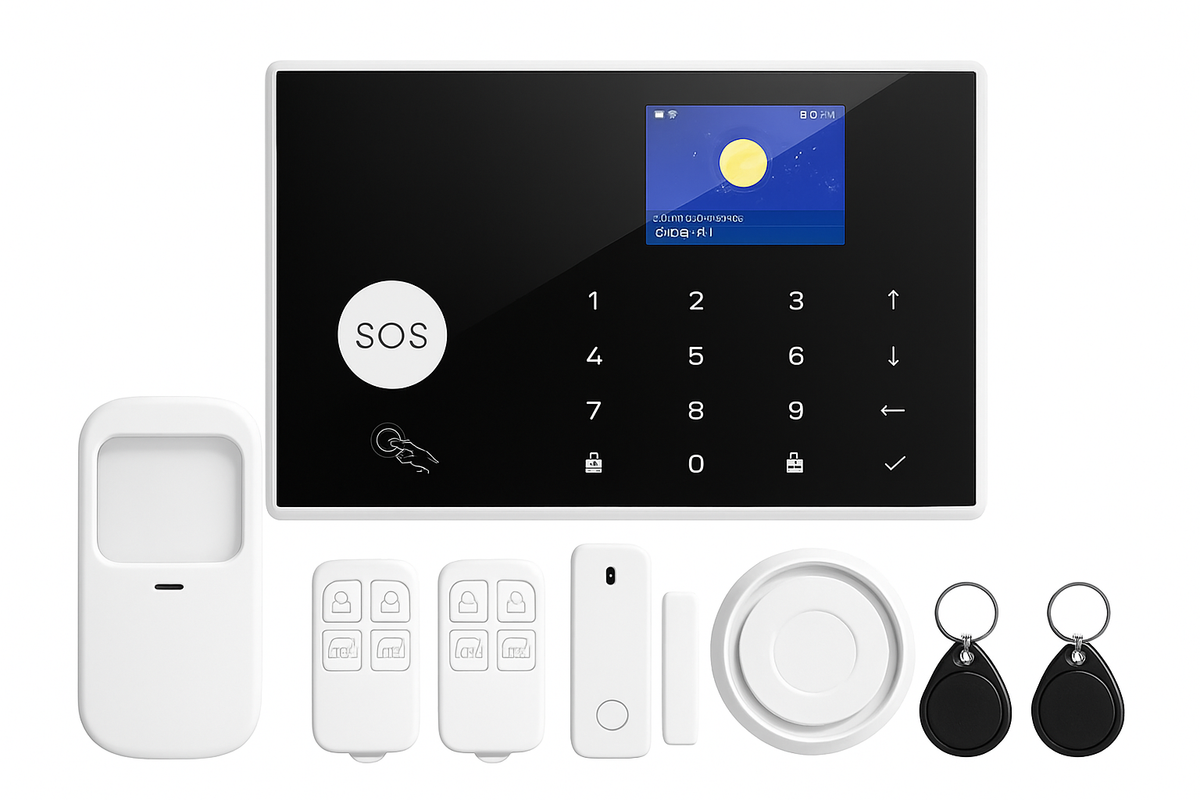 Kit de Sistema de Alarme Doméstico com Câmara, Controlo por App e Sensores de Porta/Janela