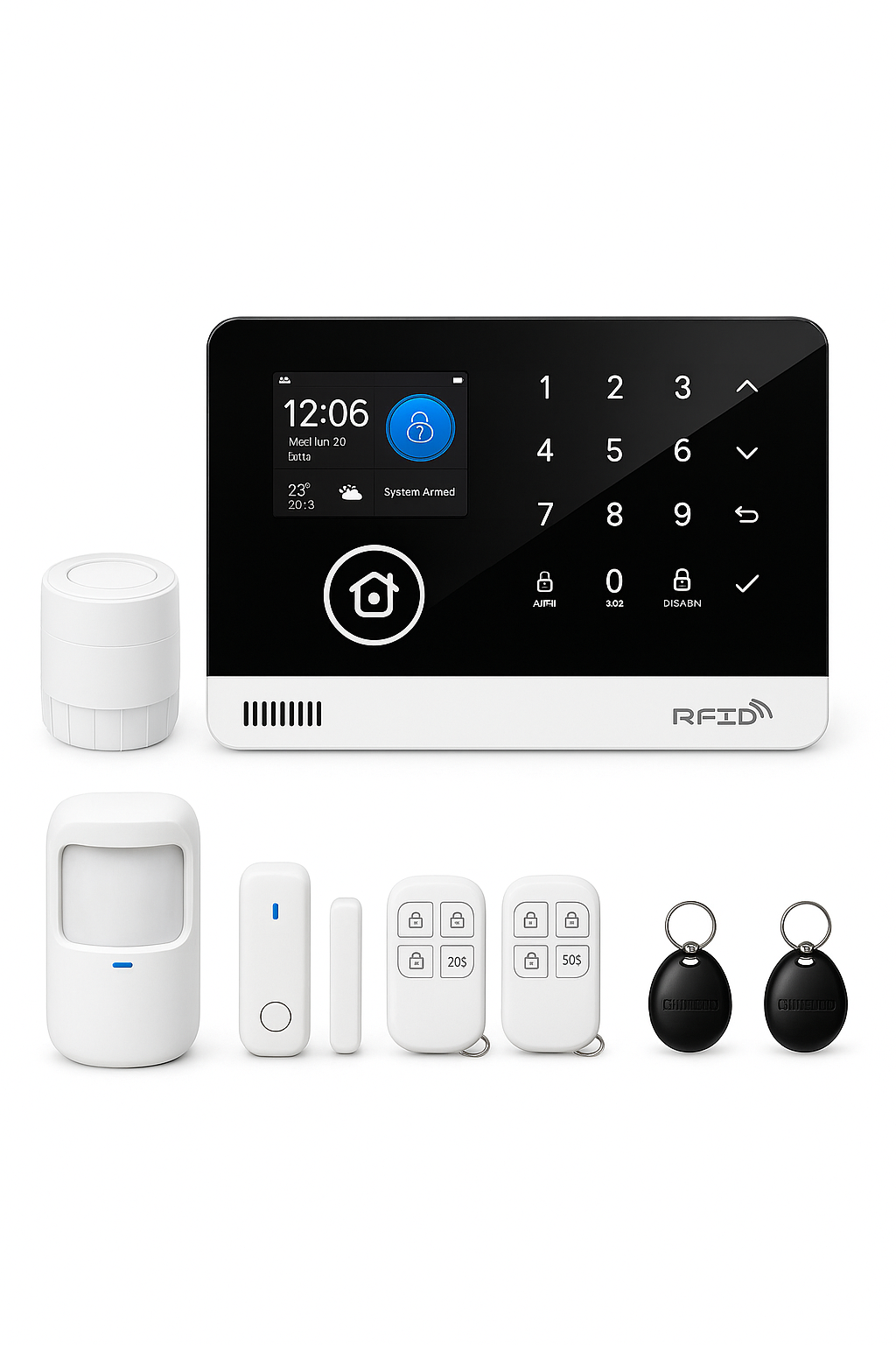 Tugard Älykotiturvajärjestelmä Kit Langaton 120dB sireeni Liikeanturi WiFi GSM Tuya-sovellus Alexa Google Assistant Kauko-ohjaus