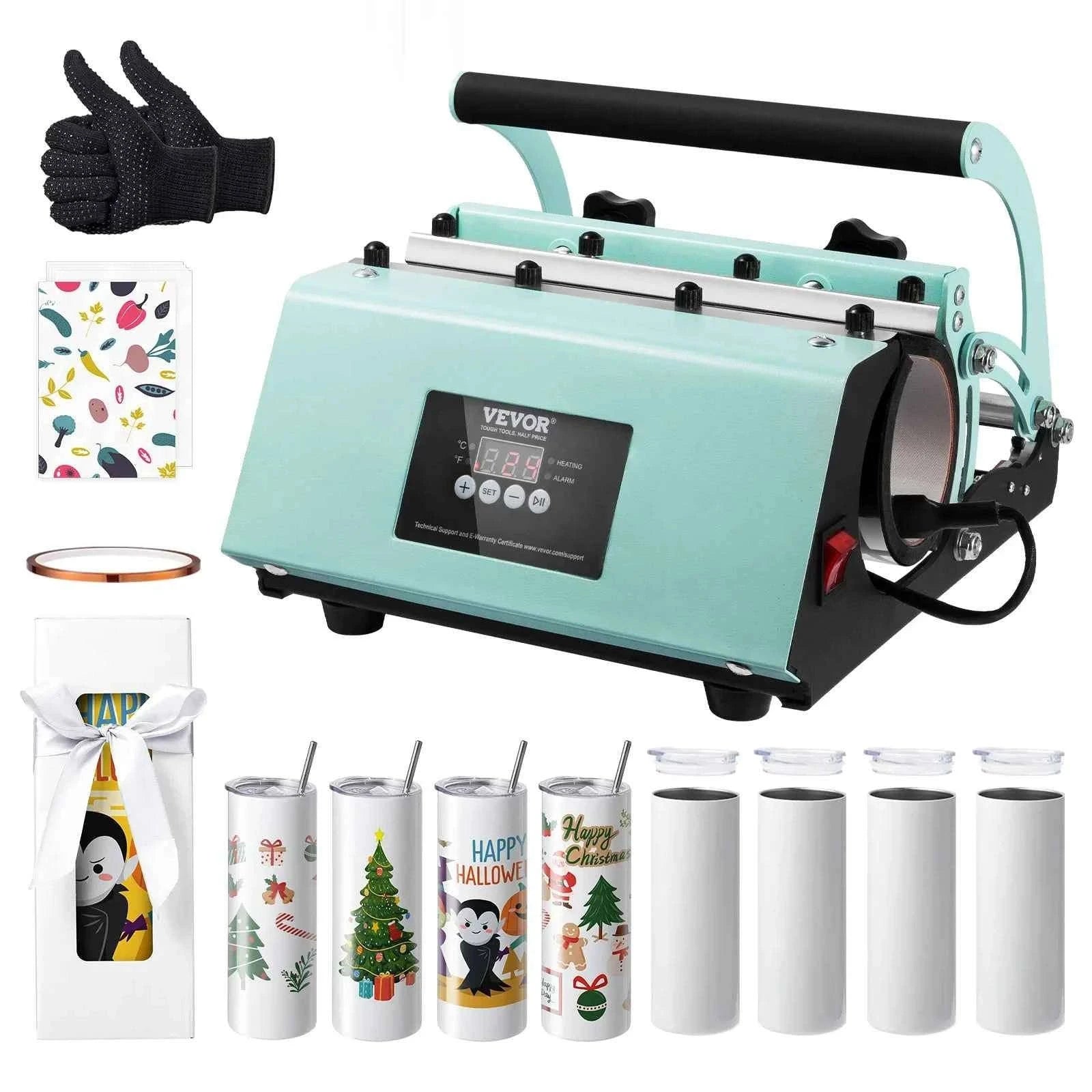 Tumbler Heat Press Machine with 8 Blank 20 oz Sublimation Tumblers-8pcs / United States