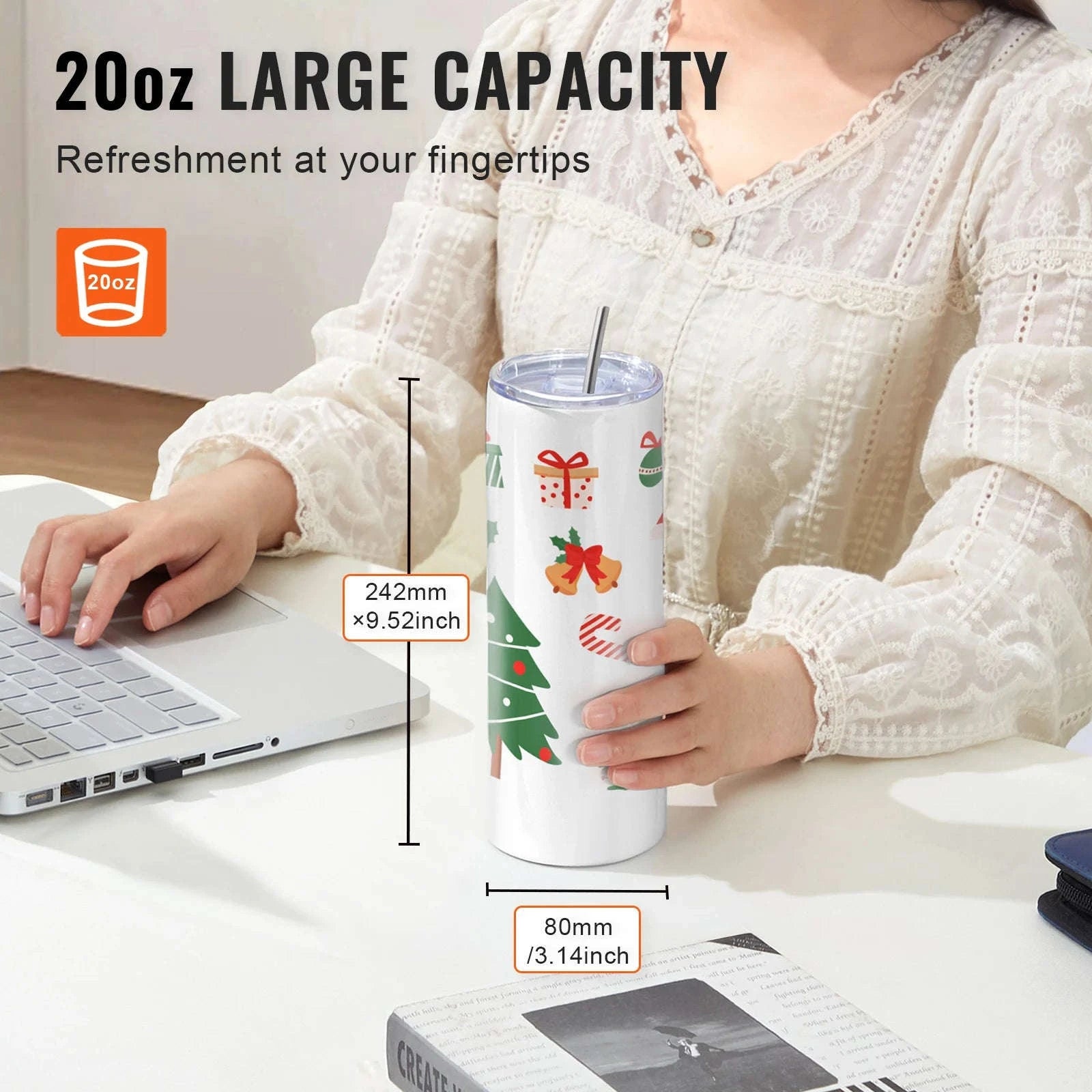 Tumbler Heat Press Machine with 8 Blank 20 oz Sublimation Tumblers-8pcs / United States