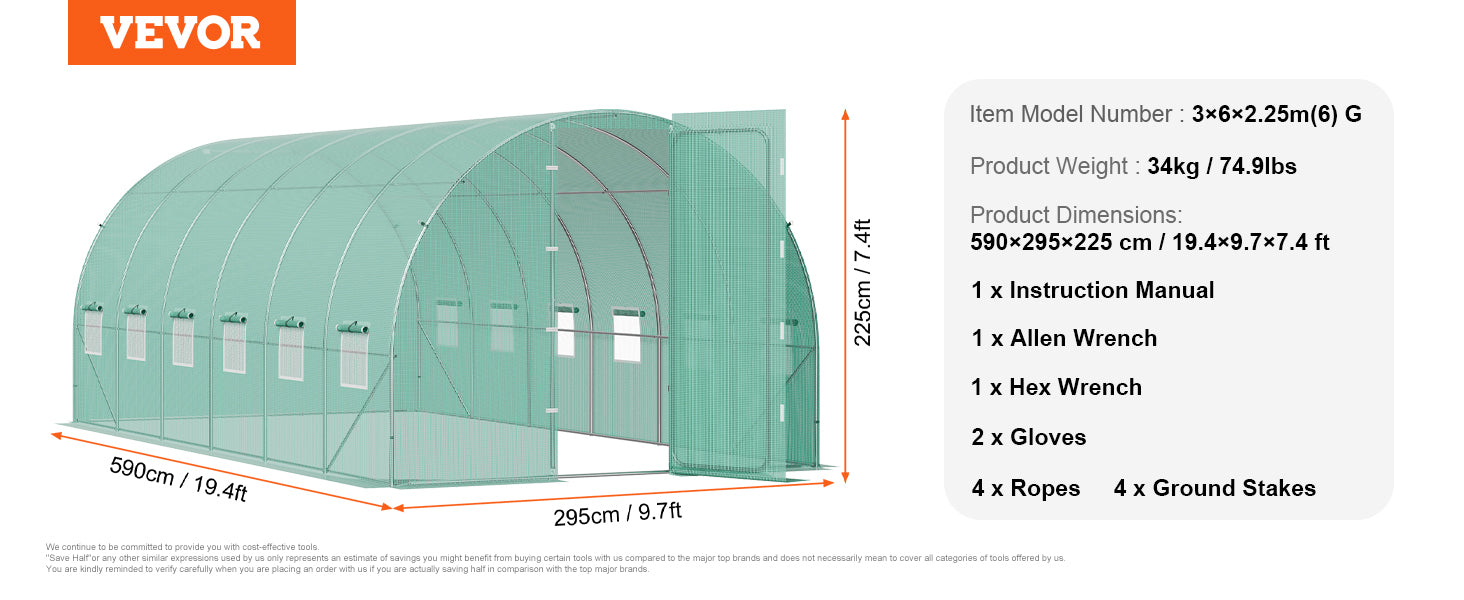 Walk-In Tunnel Greenhouse with Galvanized Steel Frame and PE Cover