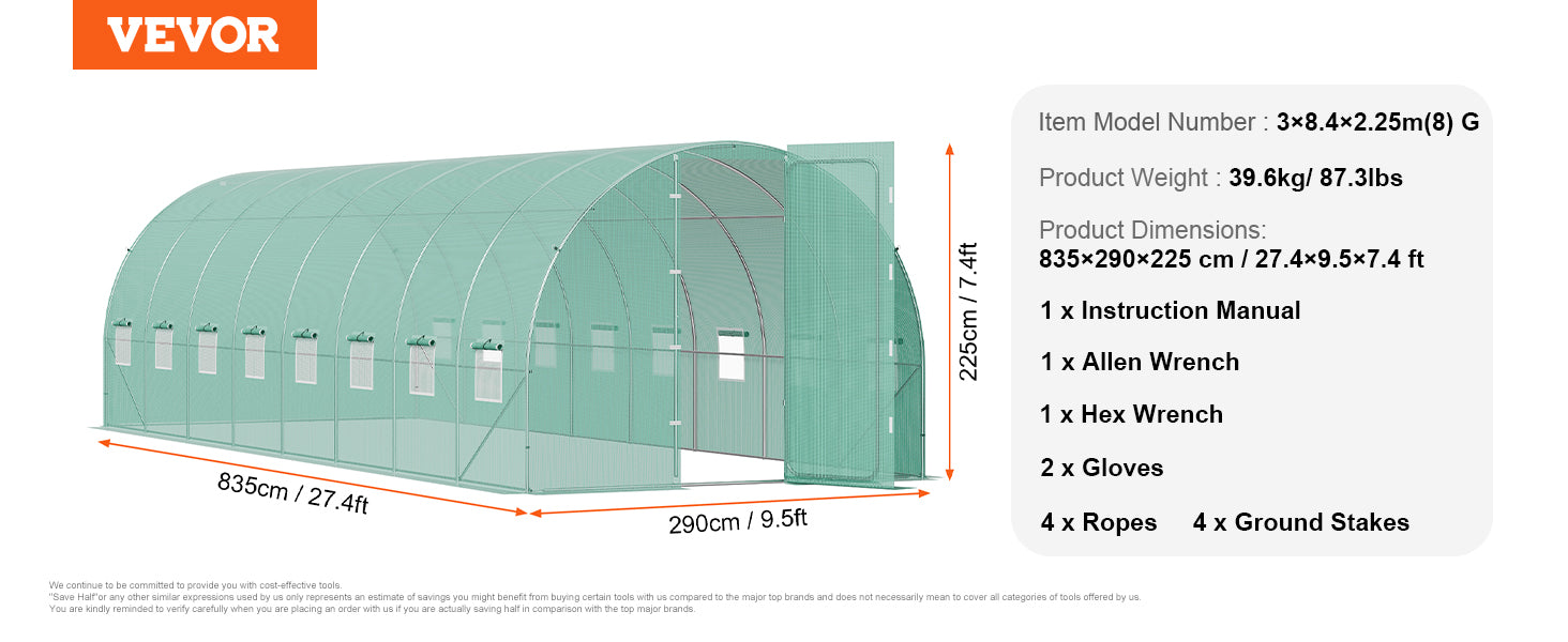 Walk-In Tunnel Greenhouse with Galvanized Steel Frame and PE Cover