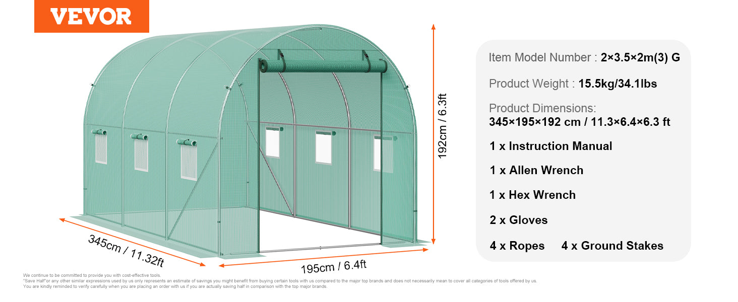 Walk-In Tunnel Greenhouse with Galvanized Steel Frame and PE Cover