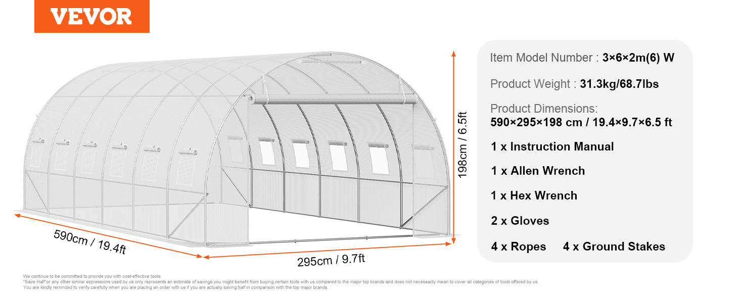 Walk-In Tunnel Greenhouse with Galvanized Steel Frame and PE Cover