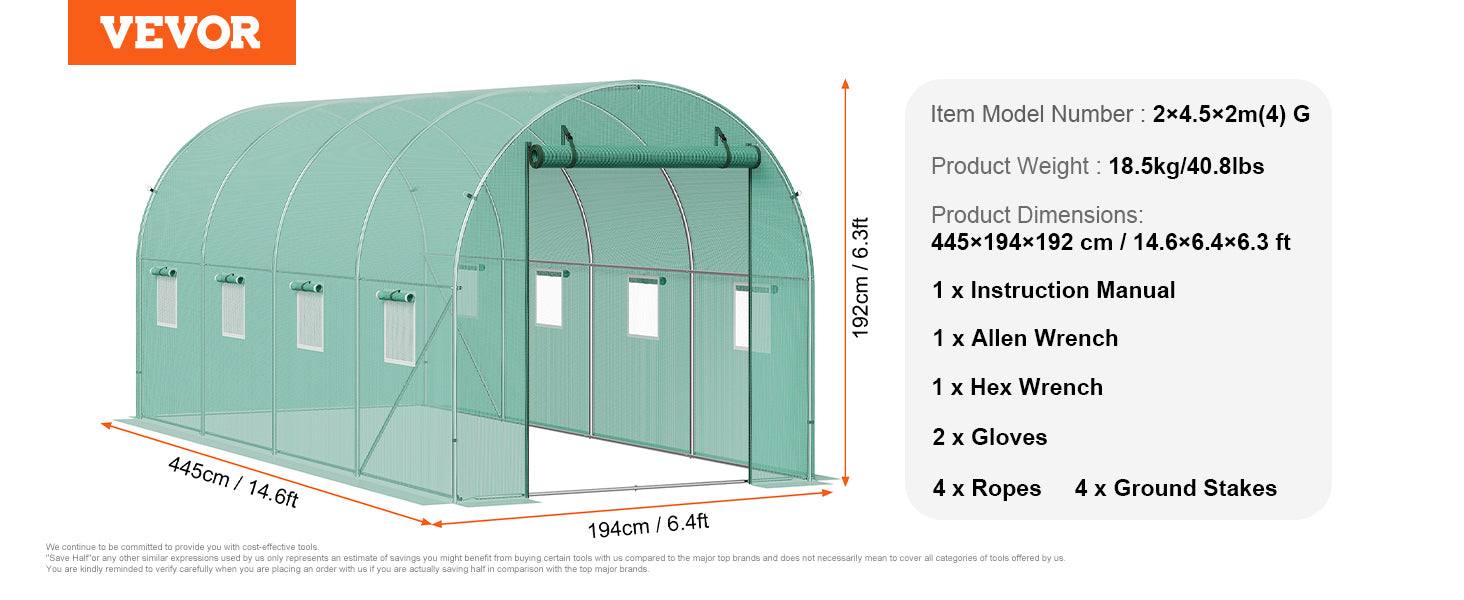 Walk-In Tunnel Greenhouse with Galvanized Steel Frame and PE Cover