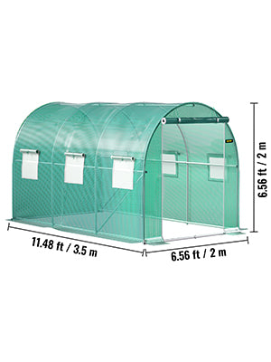SucceBuy Walk-in Tunnel Greenhouse Galvanized Frame & Waterproof Cover 15x7x7/10x7x7/20x10x7/12x7x7 ft Greenhouses & Cold Frames