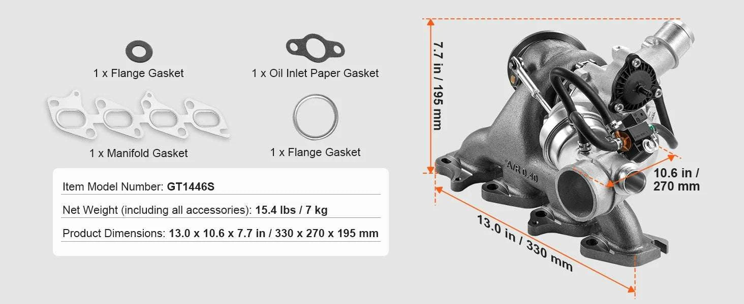 Turbocharger Kit for Chevy Cruze 2011–2019 1.4T with Gaskets-United States