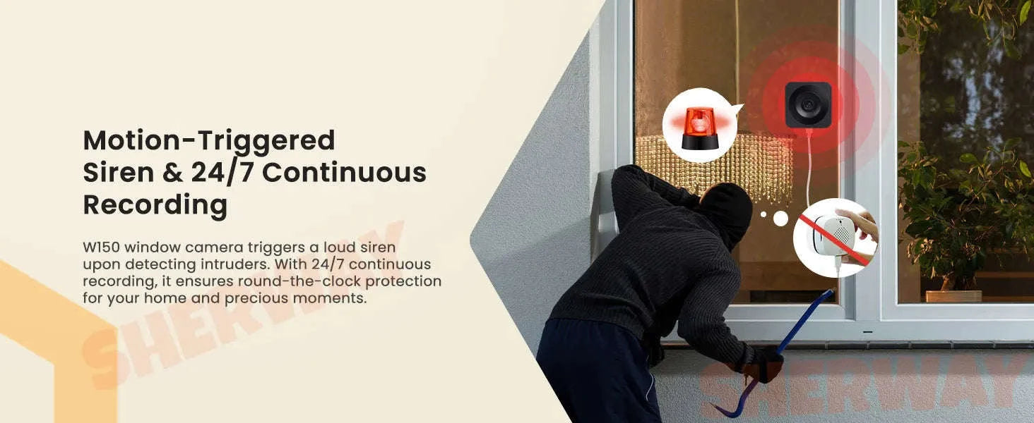 Tuya 2K 5G WiFi Magnetic Window Security Camera with AI Detection-1080P-1PC / Type-C