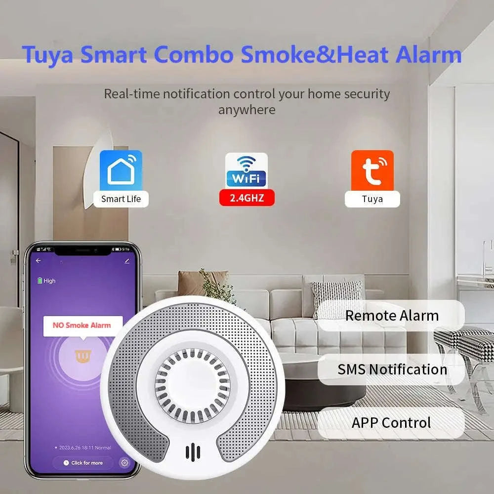 Tuya Combo Smoke & Heat Detector with 10-Year Sealed Battery-Default Title
