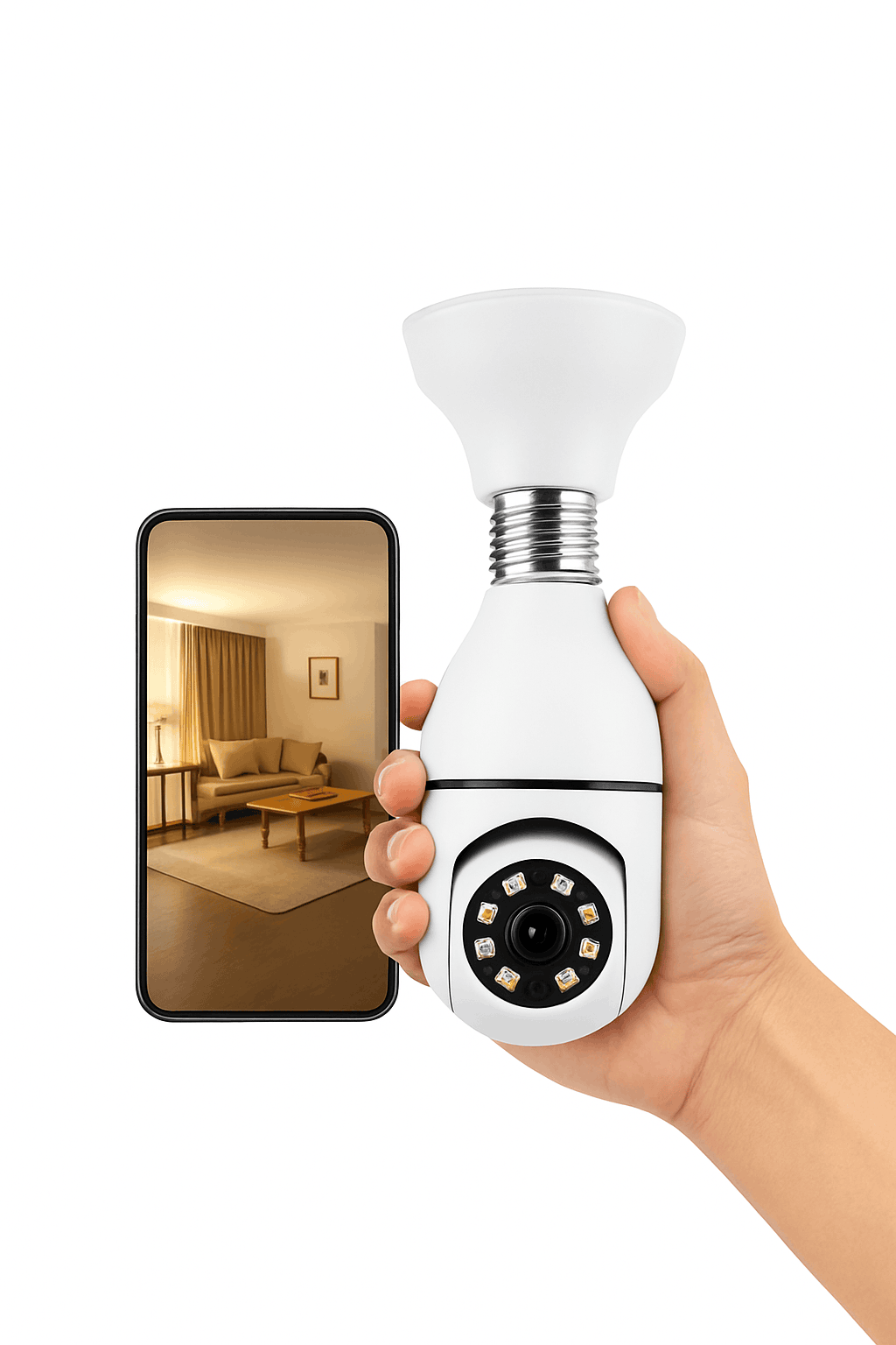 Tuya Smart E27 Bulb Camera HD Security for Indoor Monitoring-Only Camera White