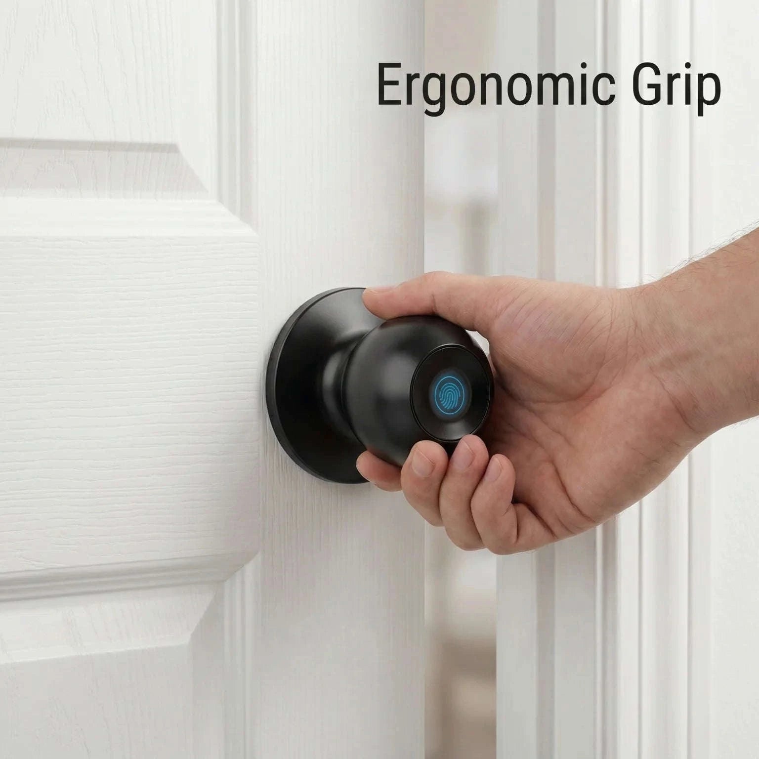 Tuya Smart Fingerprint Door Knob Lock WiFi App Remote Control Keyless Entry Smart Door Lock Temporary Password Unlock Biometric Round Knob Lock for Bedroom Apartment Office-United States