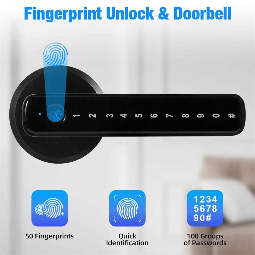 Tuya Smart Fingerprint Door Lock with App and Key Unlock-United States