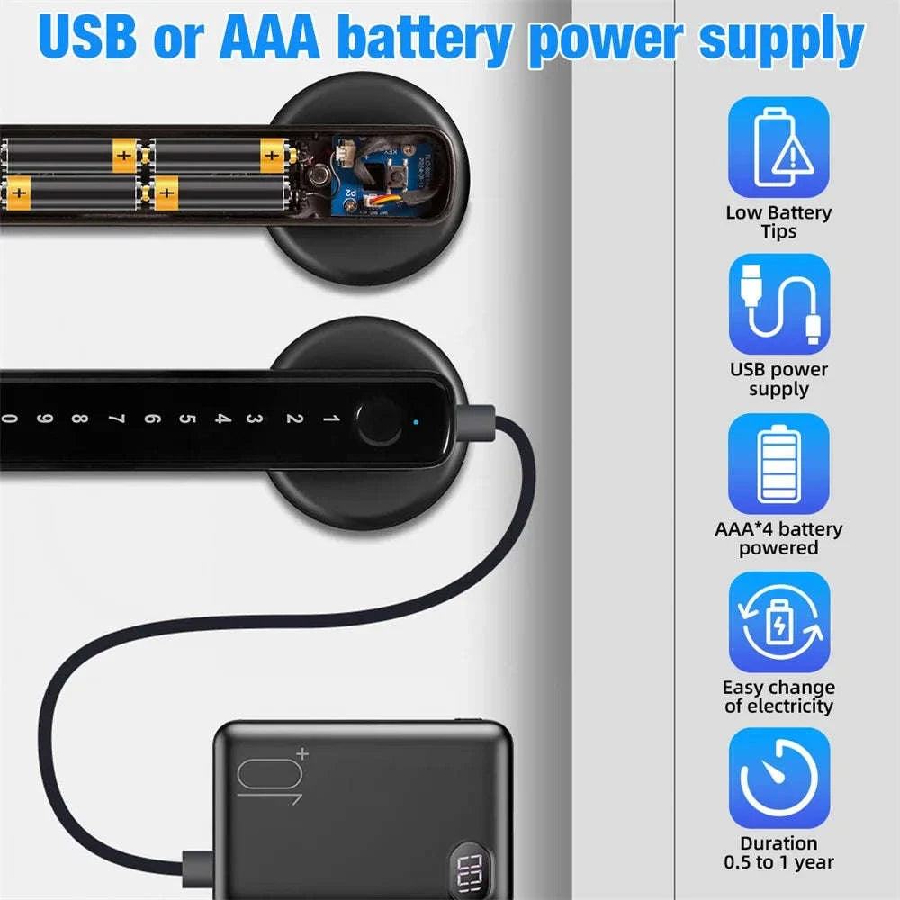 Tuya Smart Fingerprint Door Lock with App and Key Unlock-United States