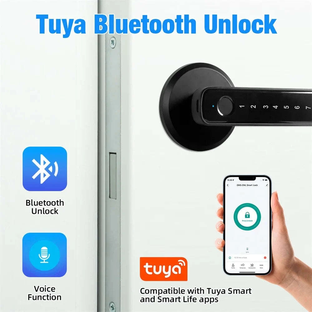Tuya Smart Fingerprint Door Lock with App and Key Unlock-United States