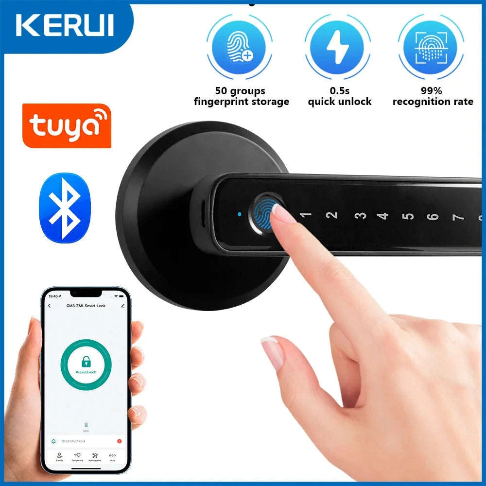 Tuya Smart Fingerprint Door Lock with App and Key Unlock-United States