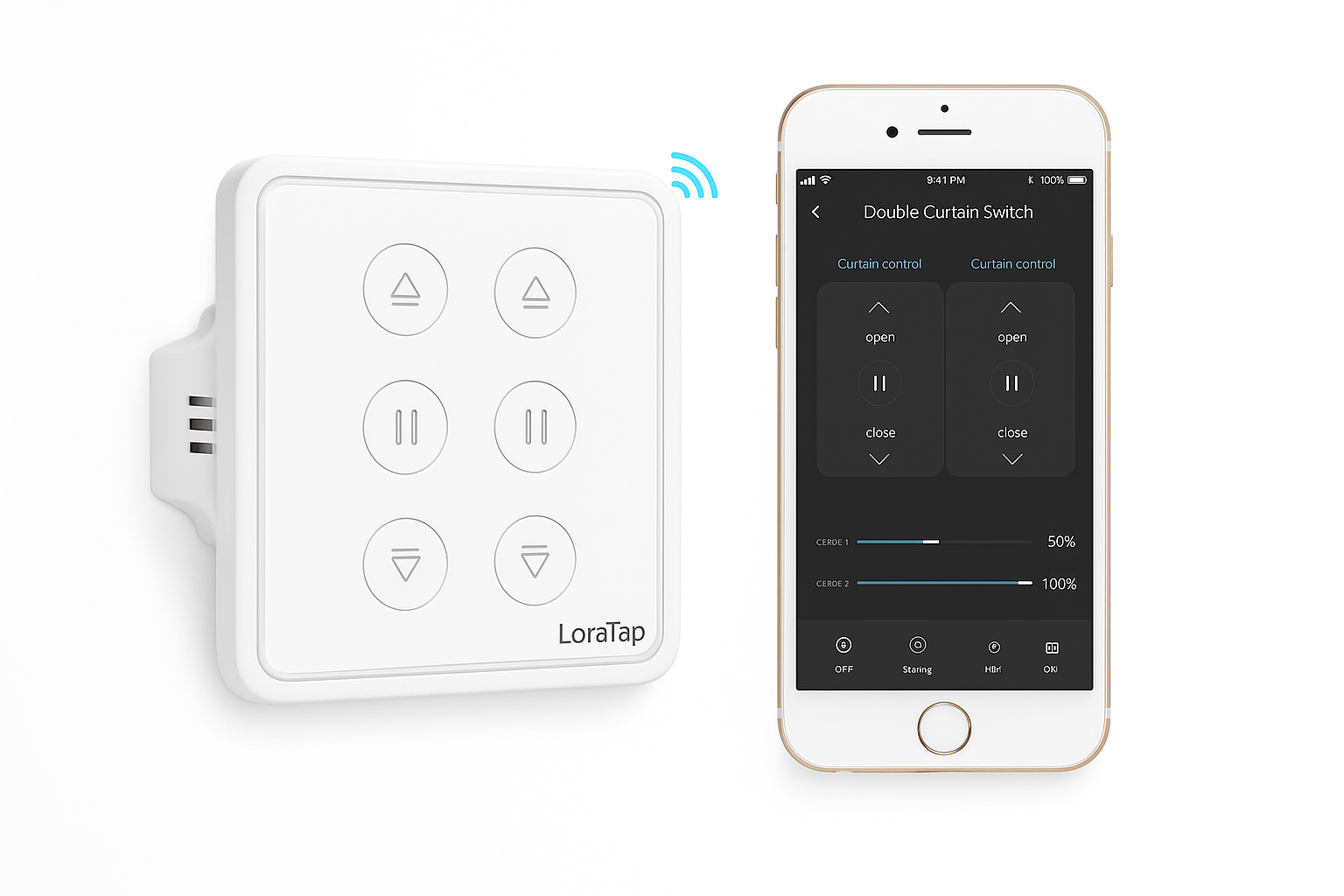 Interruptor Duplo de Cortina WiFi para Estores Inteligentes