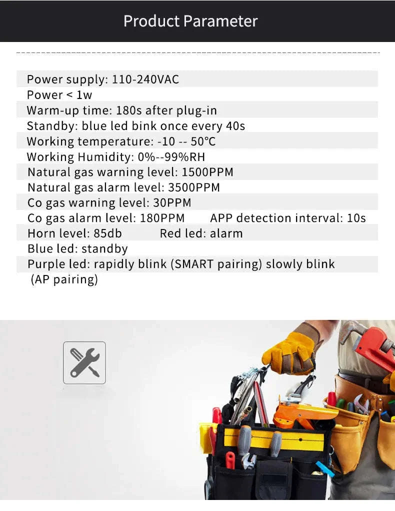 Tuya Smart Life Gas and CO Leak Detector WiFi Alarm-WIFI GAS