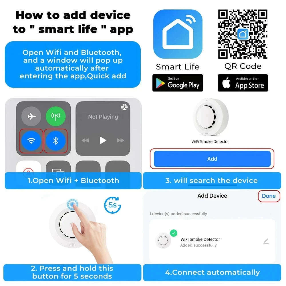 Tuya Smart Smoke Detector for WiFi or Zigbee Home Safety-Zigbee