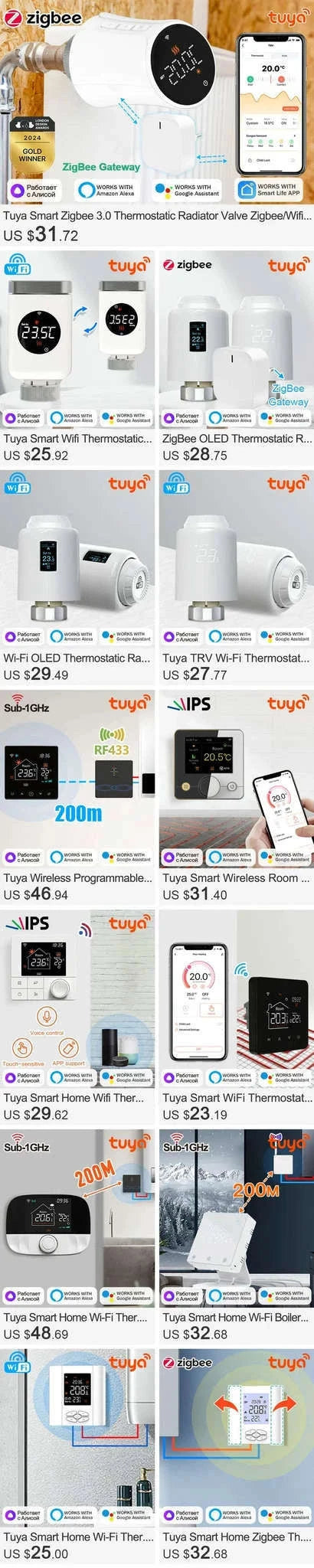 Tuya Smart ZigBee 3.0 TRV Radiator Valve Controller-ME167 2PCS