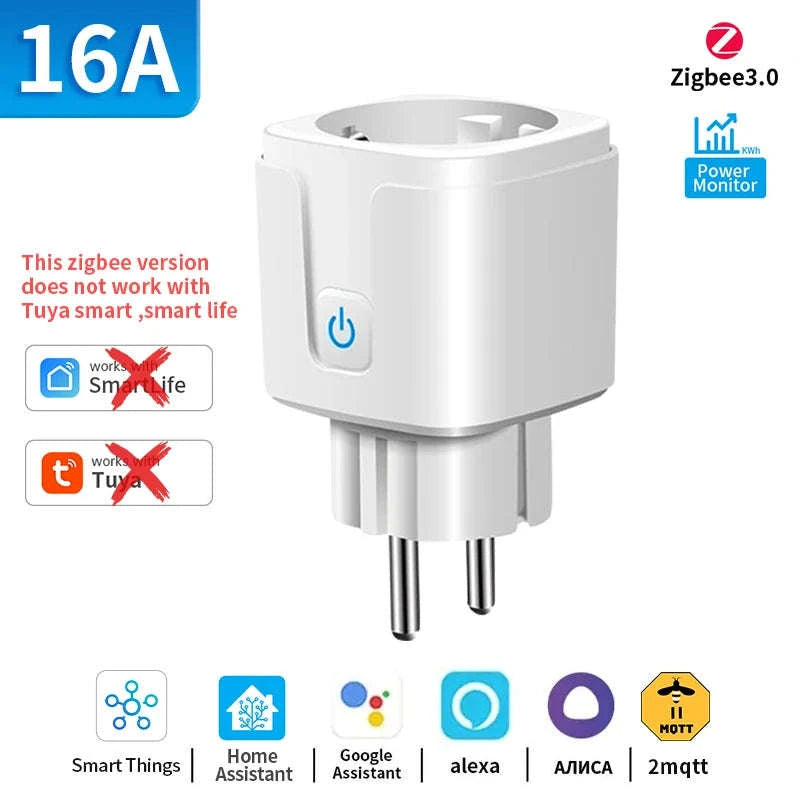 Tuya WiFi Zigbee Smart Plug with Power Monitoring-Zigbee 20A / TNCE / 9PCS