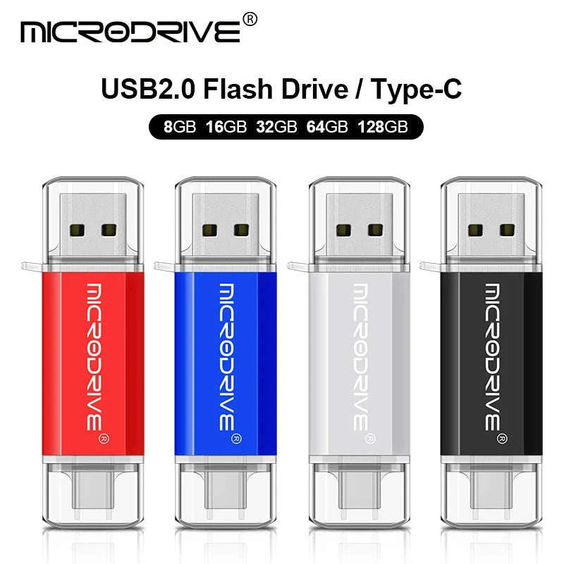 Type-C USB Flash Drive OTG 2‑in‑1 Pen Drive-Red / 64 GB