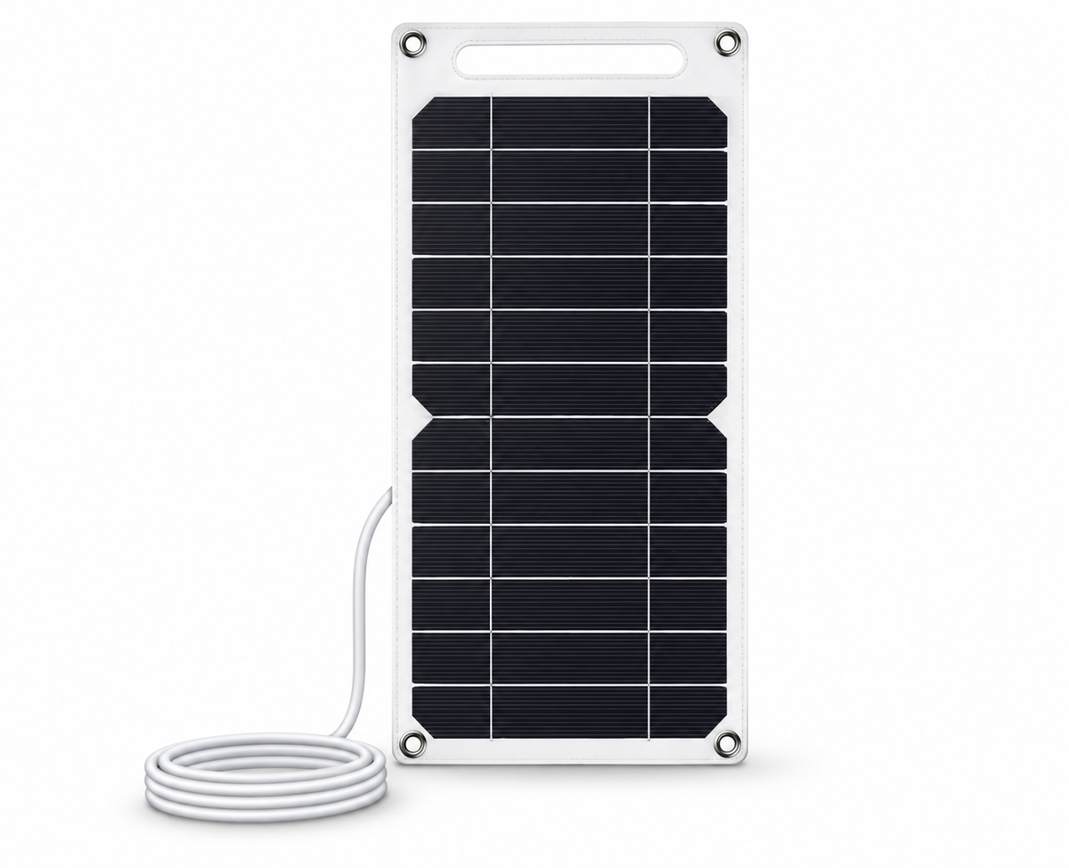 Portable Type-C solar panel on white background