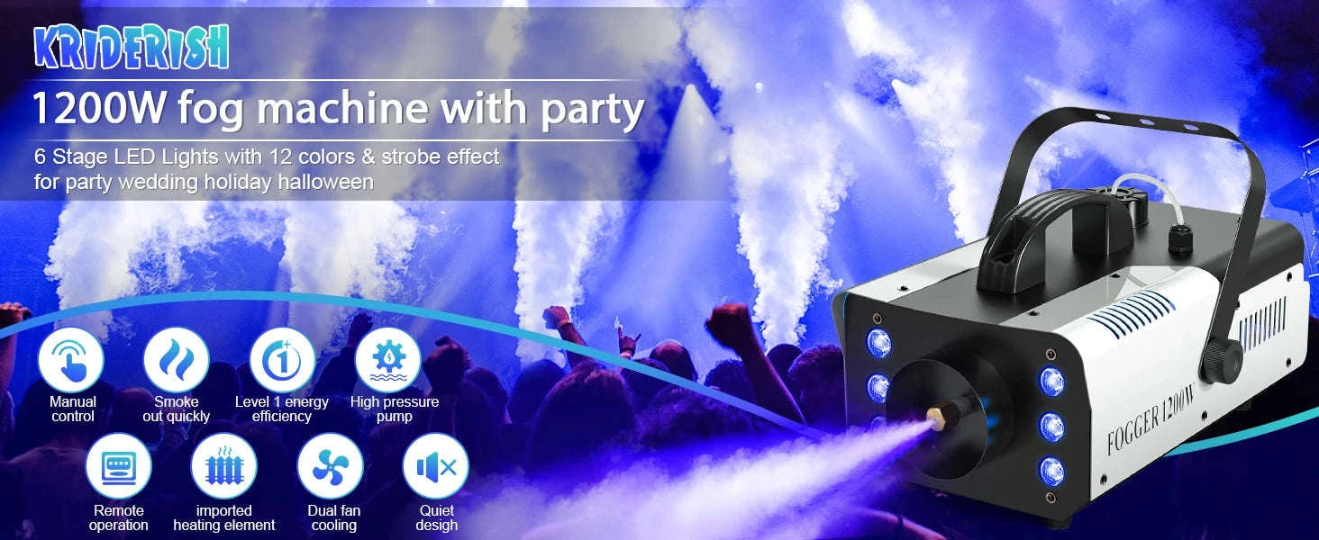 U'King 1200W Fog Machine with 6 LED Stage Effects-UNITED KINGDOM / UK Plug