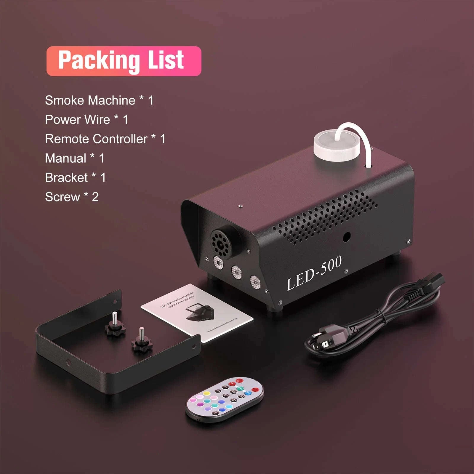 U'King 500W RGB Fog Machine with Remote Control-UNITED KINGDOM / UK Plug