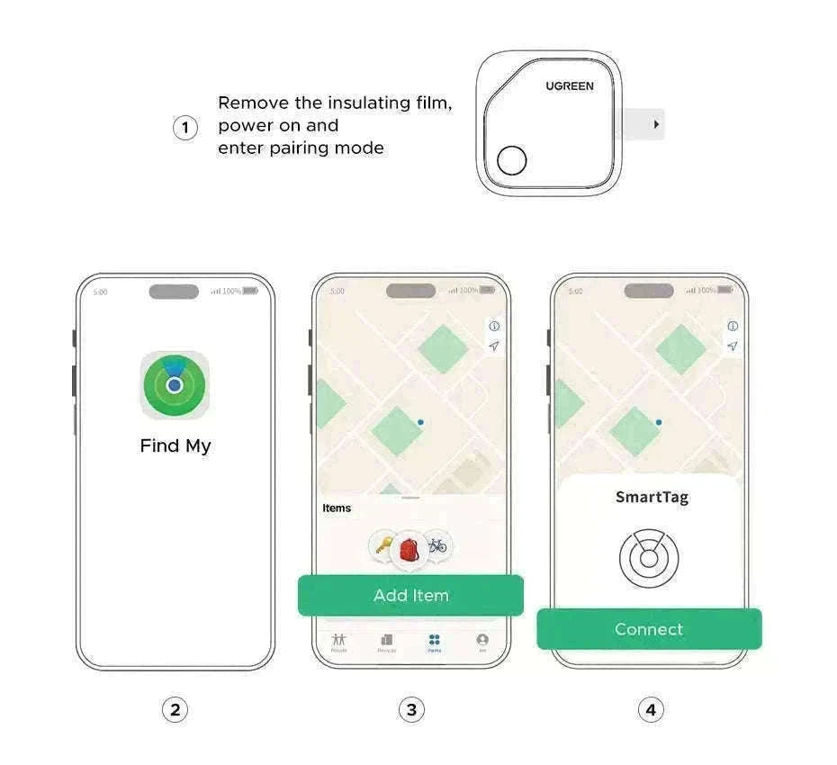 UGREEN Smart Tag Bluetooth Tracker for Apple Find My-4-Pack 4 Colors / CHINA