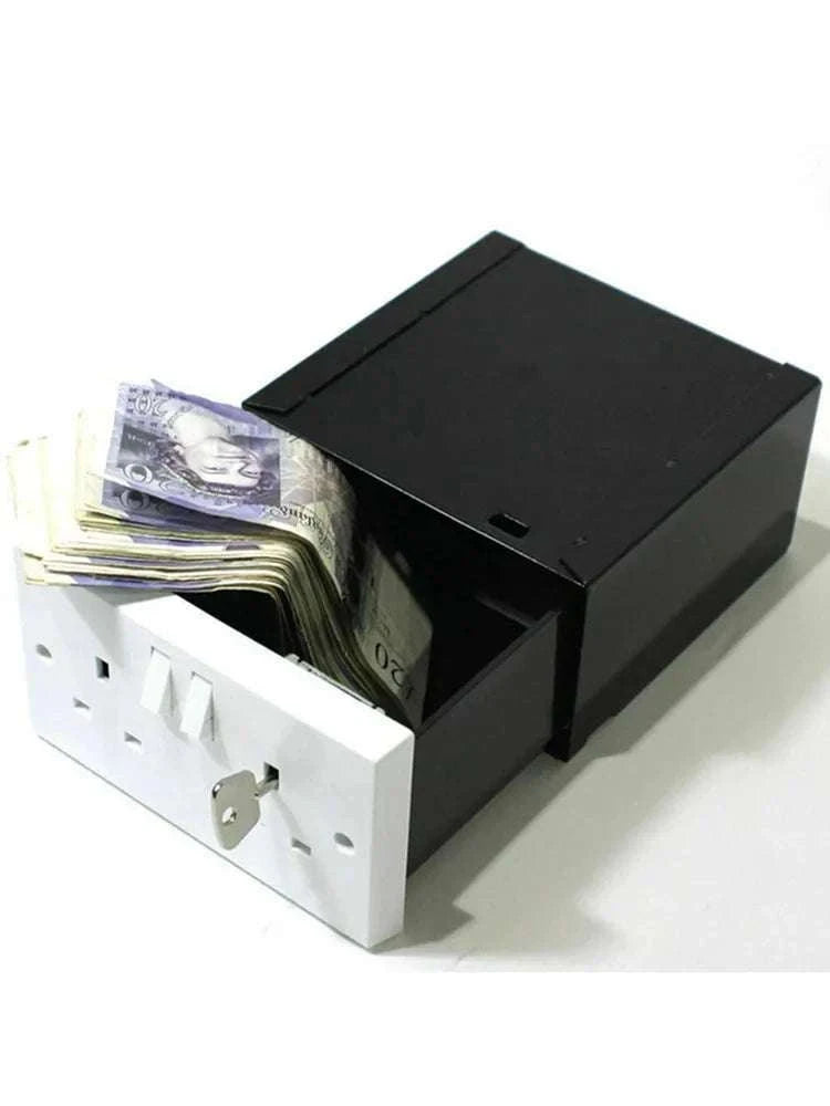 UK Double Plug Socket Hidden Safe Wall Stash Box with Key-Default Title