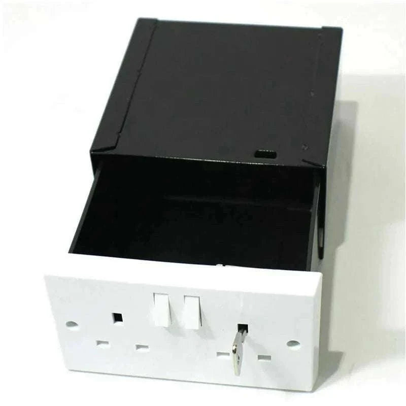 UK Double Plug Socket Hidden Safe Wall Stash Box with Key-Default Title