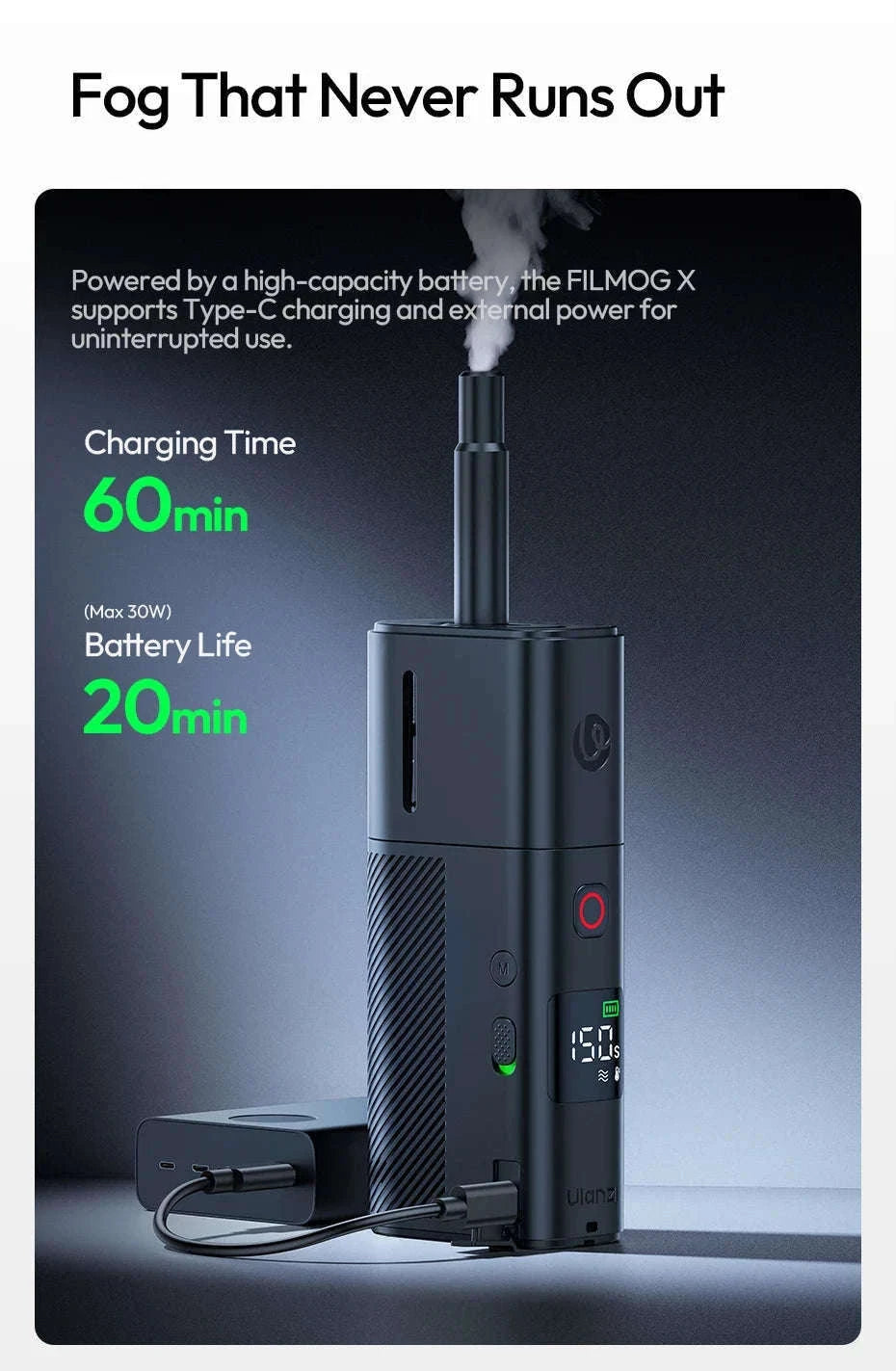 Ulanzi FM02 30W Portable Smoke Machine for Photo & Video Effects-black / China Mainland