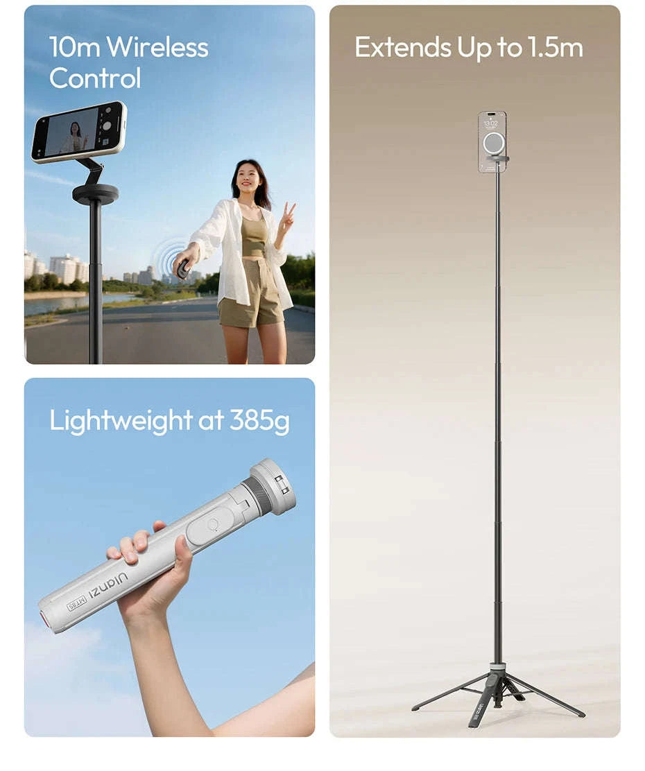 Ulanzi MT-85 MagSafe Phone Tripod & 150cm Selfie Stick with Remote-Black / China Mainland