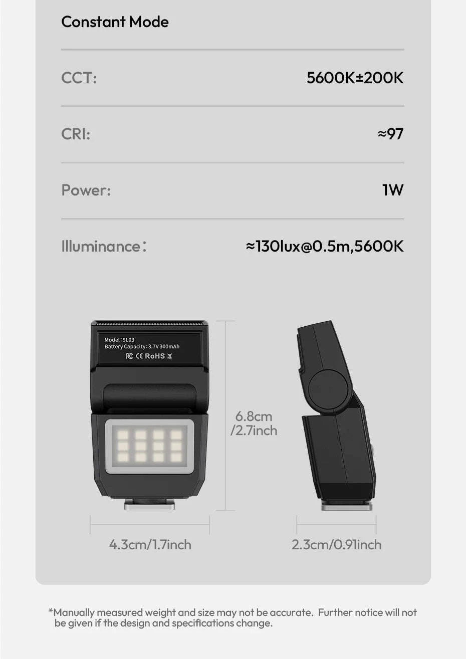Ulanzi SL03 Spark Lite Camera Flash Portable Fill Light-White SL03 / China Mainland