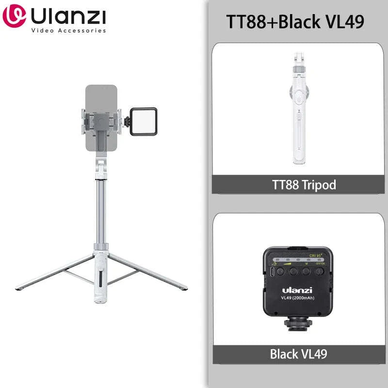 Ulanzi TT88 Overhead Selfie Stick Tripod for Vlogging-White TT88 / CHINA