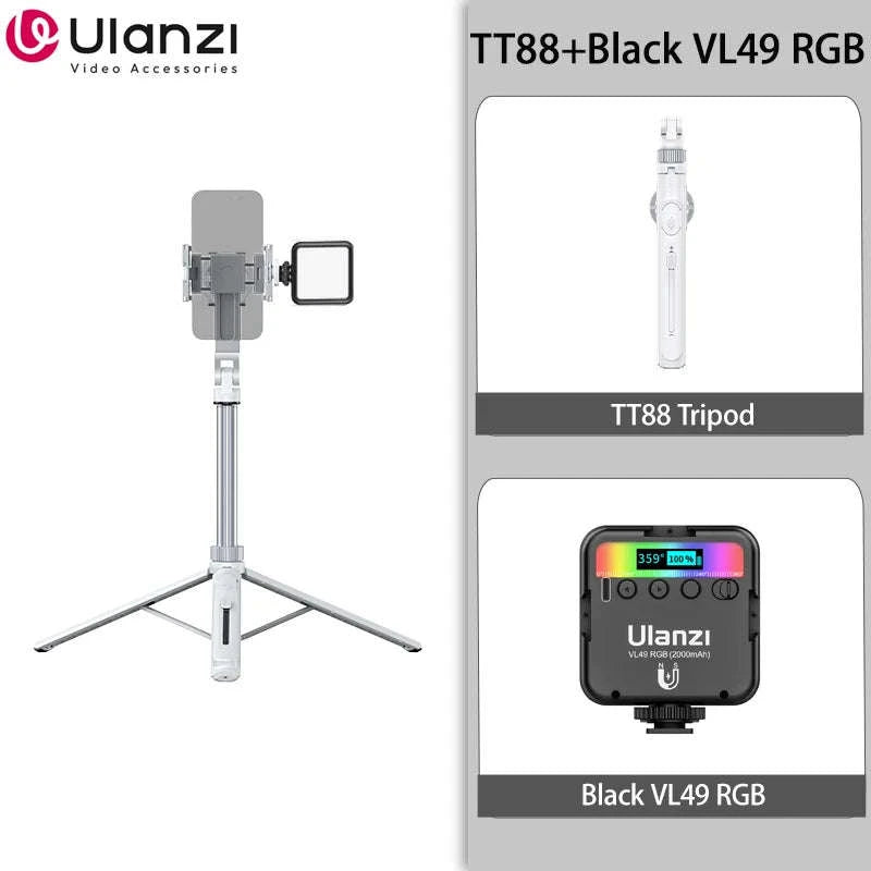 Ulanzi TT88 Overhead Selfie Stick Tripod for Vlogging-White TT88 / CHINA