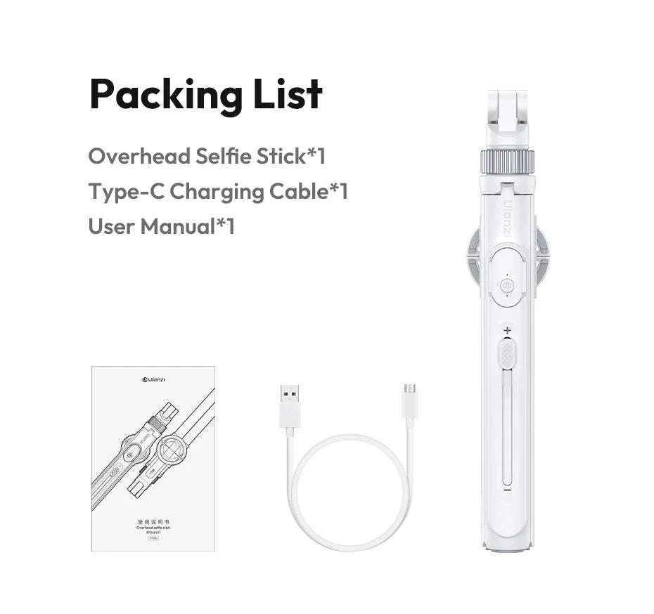 Ulanzi TT88 Overhead Selfie Stick Tripod for Vlogging-White TT88 / CHINA