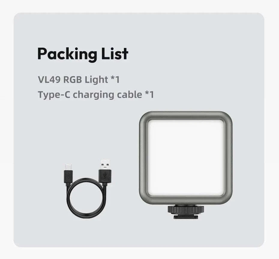 Ulanzi VL49 RGB LED Video Light with Adjustable Color & 2000mAh Battery-2PCS VL49 / spain